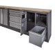 Komplette Werkstatteinrichtung mit Hartholzplatte, Lochwand Mattschwarz - Werkstatt Set 455 x 200 cm - 10 Schubladen