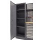 Werkstatteinrichtung mit Hartholzplatte, Lochwand Mattschwarz, Werkzeugschrank aus Metall - 332 x 46 x 200 cm