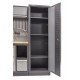 Werkstatteinrichtung mit Hartholzplatte, Lochwand Mattschwarz, Werkzeugschrank aus Metall - 332 x 46 x 200 cm
