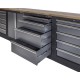 Werkstatteinrichtung mit Hartholzplatte 17 Schubladen, Lochwand Mattschwarz - Werkstatt Set 272 x 46 x 94,5 / 199,5 cm