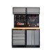 Werkstatt Set mit Hartholzplatte, Lochwand Mattschwarz, Hängeschrank, Werkzeugschrank 5 Schubladen - 136 cm