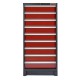 Professioneller Werkzeugschrank dunkelrot - Werkstattschrank 155 cm. hoch mit 9 Schubladen.