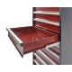 Professioneller Werkzeugschrank dunkelrot - Werkstattschrank 155 cm. hoch mit 9 Schubladen.