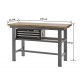 Profi Werkbank 150 cm grau inkl. Werkzeugkiste 3 Schubladen in grau