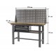 Profi Werkbank 150 cm grau mit Hartholzplatte inkl. Lochwand und Werkzeugkiste 3 Schubladen in schwarz