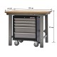 Werkbank 120 cm grau inkl. Werkstattwagen 5 Schubladen grau