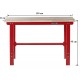 Werkbank 150 cm Stahl ( Rot ) Hartholz - Kap. 1000 kg