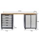 Werkbank Elite-Line 217 x 55,5 x 96 cm. mit 5 Schubladen und Hartholzplatte.