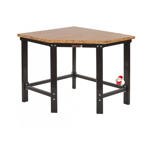 Werkbank Eckverbindung - Fünfeck Verbindung schwarz aus Hartholz - Eckverbindung Arbeitsplatte 