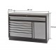 Werkzeugschrank / Werkbank aus Metall mit 7 Schubladen und einer Scharniertür mit Metallbeschichtete Holzplatte 136 x 46 x 91 cm
