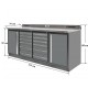 Profi Werkbank Heavy duty - Montagetisch 215 x 70 x 95 cm. mit 12 Schubladen und 2 Werkzeugschränken