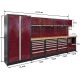 Komplette Werkstatteinrichtung Heavy duty rot, Werkbank mit Metallarbeitsplatte, 12 Schubladen, 379,5 x 200 cm