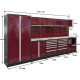 Komplette Werkstatteinrichtung Heavy duty rot, Werkbank mit Hartholzplatte, 12 Schubladen, 379,5 x 200 cm