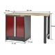Heavy Duty Werkbank mit Hartholzarbeitsplatte und Werkzeugschrank rot - 144 x 60 x 94 cm