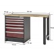 Heavy Duty Werkbank mit Hartholzarbeitsplatte und Schubladenblock rot - 144 x 60 x 94 cm