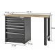 Heavy Duty Werkbank mit Hartholzarbeitsplatte und Schubladenblock mattschwarz - 144 x 60 x 94 cm