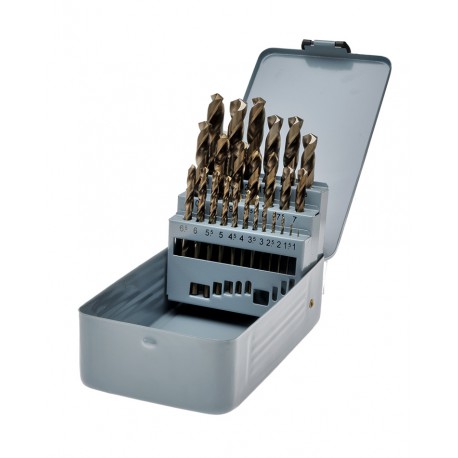 HSS Cobalt M35 Borenset 25-teilig 1–13 mm für Edelstahl (RVS) in Metallbox – Powerplustools