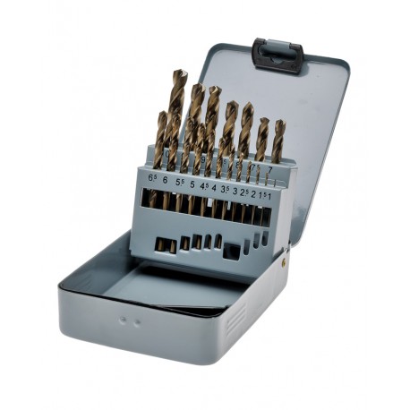 HSS Cobalt M35 Borenset 19-teilig 1–10 mm für Edelstahl (RVS) in Metallbox – Powerplustools
