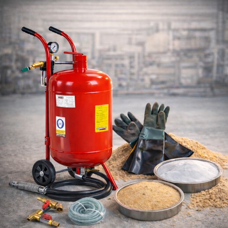 XL Strahlkessel Komplett-Set – mobiler Sandstrahlkessel inkl. Soda-Set & Strahlmittel