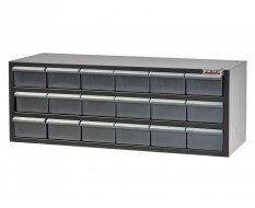 Sortimentskasten mit 18 Kunststoffboxen – Teilekasten für Transporter & Werkstatt 83x30x30 cm