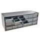 Sortimentskasten mit 18 Kunststoffboxen – Teilekasten für Transporter & Werkstatt 83x30x30 cm