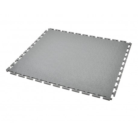 PVC Klick Fliesen grau 500 x 500 x 6 mm. Bodenfliesen für den industriellen Einsatz - Hammerschlag mit Anti-Rutsch-Profil