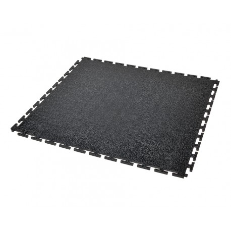 PVC Klick Fliesen schwarz 500 x 500 x 6 mm. Bodenfliesen für den industriellen Einsatz - Hammerschlag mit Anti-Rutsch-Profil