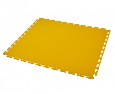 PVC Klick Fliesen gelb 500 x 500 x 6 mm. Bodenfliesen für den industriellen Einsatz - Hammerschlag mit Anti-Rutsch-Profil
