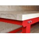 Profi Werkbank 120 cm Stahl (Rot) - Hartholz