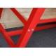 Werkbank 150 cm Stahl ( Rot ) Hartholz - Kap. 1000 kg. + 7 cm. Rand