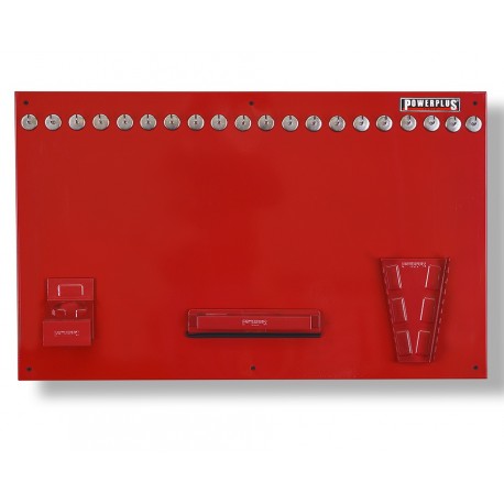 Werkzeugwand rot 100 x 61 cm bestückt mit Haken und Werkzeughalter 