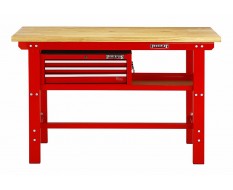 Profi Werkbank 150 x 61 x 95 cm. Rot mit Werkzeugkiste 3 Schubladen