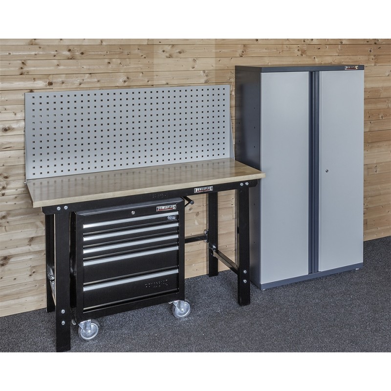 TrendLine Werkstatt-Set Mit Werkbank & Hängeschrank - Komplettset Für Heimwerker 120cm Arbeitsplatte