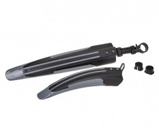 Fahrrad Kunststoff Schutzblech Set Grau/Schwarz für vorne u. hinten - MTB - Rennrad - Fahrrad Kotflügel Set 2-teilig