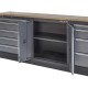 Werkbank mit Hartholzplatte, Werkzeugschrank mit 5 Schubladen und Werkstattschrank aus Metall - 136 cm