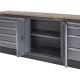 Werkbank mit Hartholzplatte, Werkzeugschrank mit 14 Schubladen und Werkstattschrank aus Metall - 272 cm