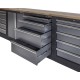 Werkbank mit Hartholzplatte, Werkzeugschrank mit 14 Schubladen und Werkstattschrank aus Metall - 272 cm