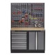 Werkbank mit Hartholzplatte, Lochwand, Werkzeugschrank mit 5 Schubladen und Werkstattschrank aus Metall - 136 cm