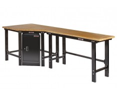 Übereck Werkbank 260 cm schwarz mit Werkstattschrank- Eck Werkbank - Werkbank über eck -  Werkstatteinrichtung.