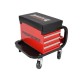 Werkstatthocker rot/schwarz mit 3 Schubladen und Sprühdosen ablage fahrbar - Hocker mobil