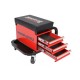 Werkstatthocker rot/schwarz mit 3 Schubladen und Sprühdosen ablage fahrbar - Hocker mobil