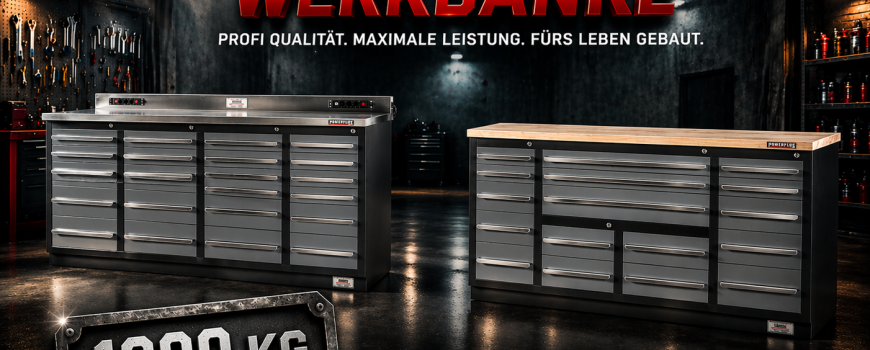 Heavy Duty Werkbank für Profis: 1000 kg Tragkraft, maximale Ordnung und echte Langlebigkeit